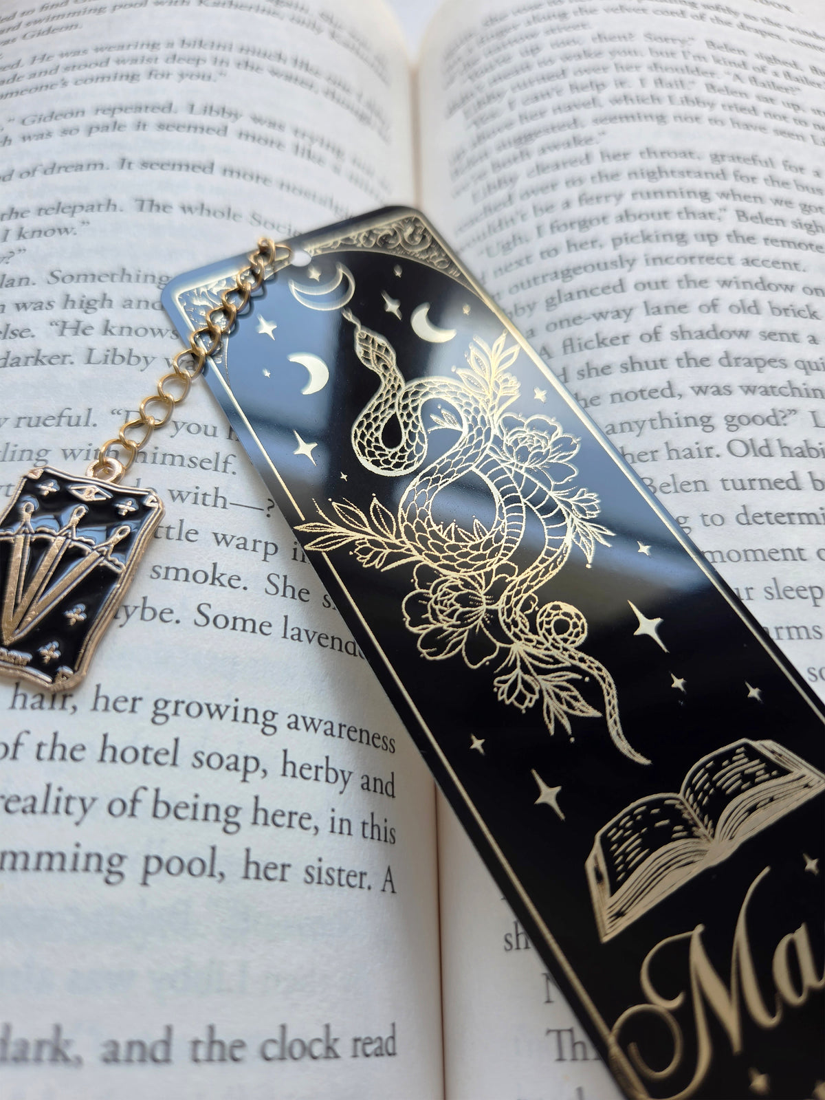 Magic Between Pages Metal Bookmark. Snake